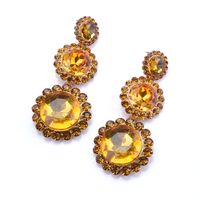 Ins Style Elegant Round Alloy Plating Inlay Glass Stone Women's Earrings sku image 4