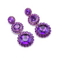 Ins Style Elegant Round Alloy Plating Inlay Glass Stone Women's Earrings sku image 5