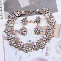 Exaggerated Geometric Artificial Crystal Rhinestones Alloy Wholesale Earrings Necklace sku image 4
