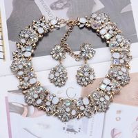 Exaggerated Geometric Artificial Crystal Rhinestones Alloy Wholesale Earrings Necklace sku image 2