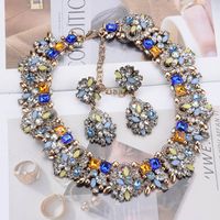 Exaggerated Geometric Artificial Crystal Rhinestones Alloy Wholesale Earrings Necklace sku image 6