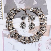 Exaggerated Geometric Artificial Crystal Rhinestones Alloy Wholesale Earrings Necklace sku image 1