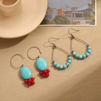 1 Pair Ethnic Style Multicolor Arylic Turquoise Metal Beaded Ear Hook main image 4