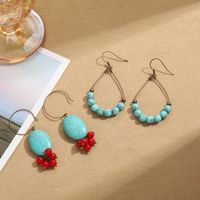 1 Pair Ethnic Style Multicolor Arylic Turquoise Metal Beaded Ear Hook main image 6