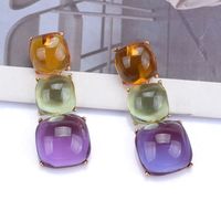 Exaggerated Square Metal Inlay Resin Women's Drop Earrings main image 1