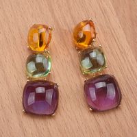 Exaggerated Square Metal Inlay Resin Women's Drop Earrings main image 5