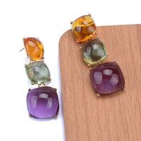 Exaggerated Square Metal Inlay Resin Women's Drop Earrings main image 4