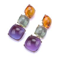 Exaggerated Square Metal Inlay Resin Women's Drop Earrings main image 2