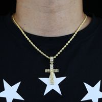 Hip-hop Cross Copper Inlay Zircon Men's Pendant Necklace main image 3