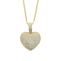 Hip-hop Heart Shape Copper Inlay Zircon Pendant Necklace main image 4