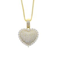 Hip-hop Heart Shape Copper Inlay Zircon Pendant Necklace sku image 4