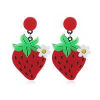 Vacation Sweet Flower Strawberry Arylic Alloy Women's Drop Earrings sku image 1