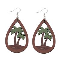 Vacation Coconut Tree Water Droplets Stainless Steel Wood Women's Ear Hook main image 5