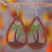 Vacation Coconut Tree Water Droplets Stainless Steel Wood Women's Ear Hook main image 3