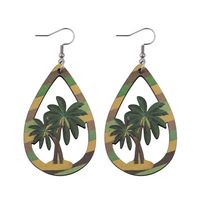 Vacation Coconut Tree Water Droplets Stainless Steel Wood Women's Ear Hook main image 2