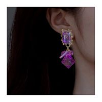 Vintage Style Roman Style Rectangle Alloy Three-dimensional Inlay Acrylic Women's Drop Earrings main image 2