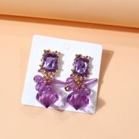 Vintage Style Roman Style Rectangle Alloy Three-dimensional Inlay Acrylic Women's Drop Earrings main image 5