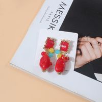 Vintage Style Streetwear Square Alloy Three-dimensional Inlay Acrylic Women's Drop Earrings main image 6