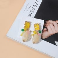 Vintage Style Streetwear Square Alloy Three-dimensional Inlay Acrylic Women's Drop Earrings main image 2