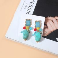 Vintage Style Streetwear Square Alloy Three-dimensional Inlay Acrylic Women's Drop Earrings main image 4