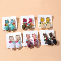 Vintage Style Streetwear Square Alloy Three-dimensional Inlay Acrylic Women's Drop Earrings main image 1
