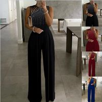 Women's Daily British Style Solid Color Full Length Diamond Jumpsuits main image 1