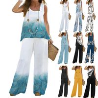 Women's Vacation Gradient Color Spandex Polyester Printing Pants Sets main image 1