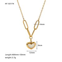 304 Stainless Steel 18K Gold Plated Streetwear Plating Heart Shape Butterfly Shell Pendant Necklace sku image 4