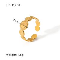 Stainless Steel 18K Gold Plated Ethnic Style Streetwear Plating Geometric Natural Stone Open Ring sku image 3