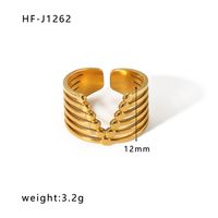 Stainless Steel 18K Gold Plated Ethnic Style Streetwear Plating Geometric Natural Stone Open Ring sku image 32
