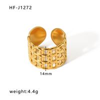 Stainless Steel 18K Gold Plated Ethnic Style Streetwear Plating Geometric Natural Stone Open Ring sku image 41