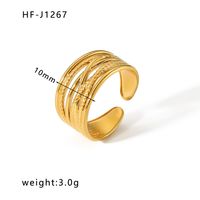 Stainless Steel 18K Gold Plated Ethnic Style Streetwear Plating Geometric Natural Stone Open Ring sku image 2