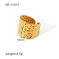 Stainless Steel 18K Gold Plated Ethnic Style Streetwear Plating Geometric Natural Stone Open Ring sku image 36