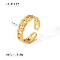 Stainless Steel 18K Gold Plated Ethnic Style Streetwear Plating Geometric Natural Stone Open Ring sku image 5