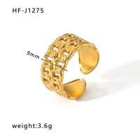 Stainless Steel 18K Gold Plated Ethnic Style Streetwear Plating Geometric Natural Stone Open Ring sku image 4