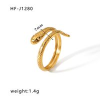 Stainless Steel 18K Gold Plated Ethnic Style Streetwear Plating Geometric Natural Stone Open Ring sku image 6