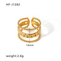 Stainless Steel 18K Gold Plated Ethnic Style Streetwear Plating Geometric Natural Stone Open Ring sku image 16