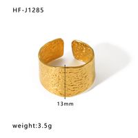 Stainless Steel 18K Gold Plated Ethnic Style Streetwear Plating Geometric Natural Stone Open Ring sku image 9