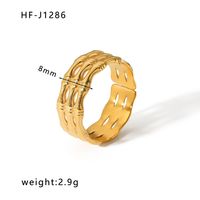 Stainless Steel 18K Gold Plated Ethnic Style Streetwear Plating Geometric Natural Stone Open Ring sku image 13
