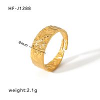 Stainless Steel 18K Gold Plated Ethnic Style Streetwear Plating Geometric Natural Stone Open Ring sku image 15