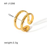 Stainless Steel 18K Gold Plated Ethnic Style Streetwear Plating Geometric Natural Stone Open Ring sku image 10