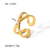 Stainless Steel 18K Gold Plated Ethnic Style Streetwear Plating Geometric Natural Stone Open Ring sku image 11