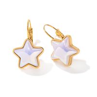 Wholesale Ig Style Star Oval Heart Shape Stainless Steel Inlay 18k Gold Plated Pearl Rings Earrings main image 2