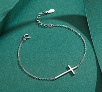 Wholesale Simple Style Cross Sterling Silver Bracelets sku image 1