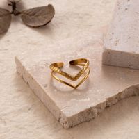 Ins Style Simple Style Leaf Solid Color Stainless Steel Plating Hollow Out 18k Gold Plated Open Ring main image 4