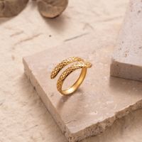 Ins Style Simple Style Leaf Solid Color Stainless Steel Plating Hollow Out 18k Gold Plated Open Ring main image 3