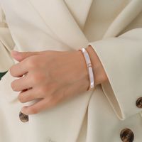 Titanium&stainless Steel Fashion Geometric Bracelet  (rose Alloy + Vinyl) Nhok0194-rose-alloy-vinyl sku image 3