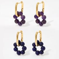 1 Pair Ethnic Style Geometric Stainless Steel Natural Stone Plating 14k Gold Plated Earrings main image 2
