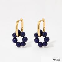 1 Pair Ethnic Style Geometric Stainless Steel Natural Stone Plating 14k Gold Plated Earrings sku image 4