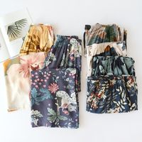 Pantalones Cortos Informales Estampados De Flores De Estilo Japonés Para Mujer main image 1